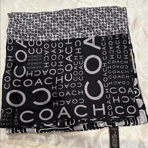 Coach Black and Gray Logo Scarf